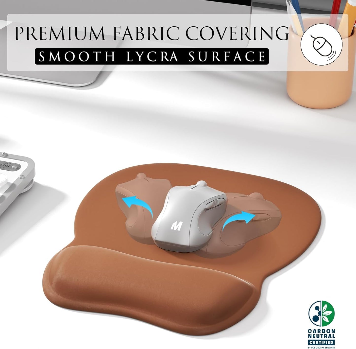 MROCO Ergonomic Mouse Pad with Gel Wrist Rest, Smooth Wrist Support Surface, Non-Slip PU Base for Pain Relief, Comfortable Mousepad for Computer, Laptop, Office & Home, 9.4 x 8.1 in, Black