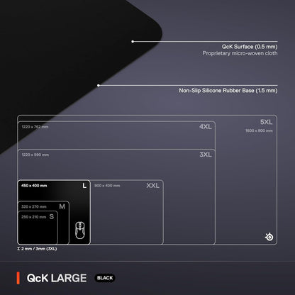 SteelSeries QcK Gaming Mouse Pad - XXL Cloth - Peak Tracking and Stability - Esports Mousepad - Never-Slip - Full Desk Coverage
