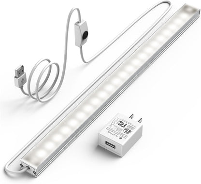 ASOKO Under Cabinet Led Lighting, 12 Inch Light Strip Bar, Daylight White 5000K Dimmable Plug in USB Light, Small Thin Led Under Counter Lighting for Kitchen/Room/Shelf/Desk/Display Case