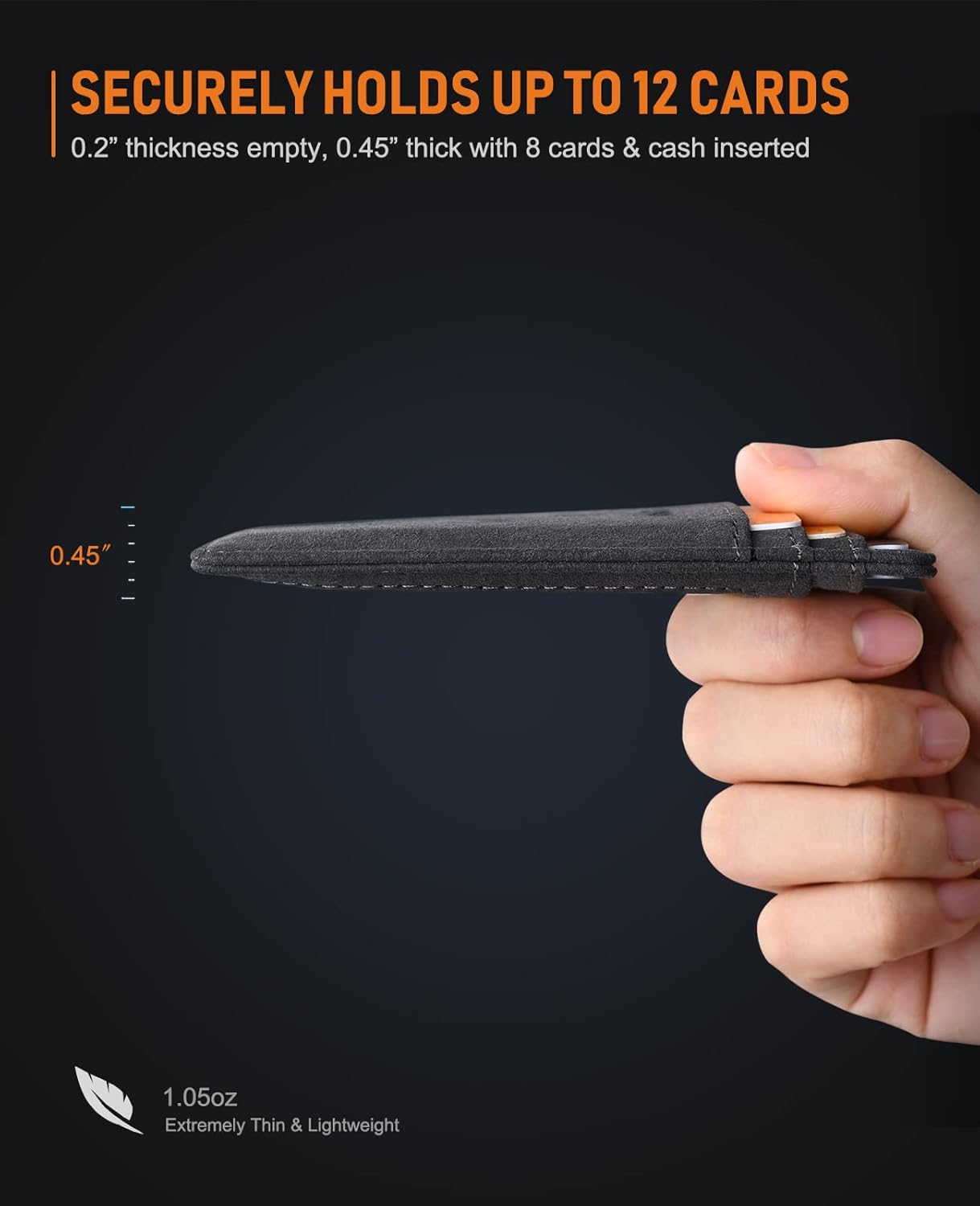 Buffway Slim Minimalist Front Pocket RFID Blocking Leather Wallets for Men and Women - Carbon Fiber Black - Colors B