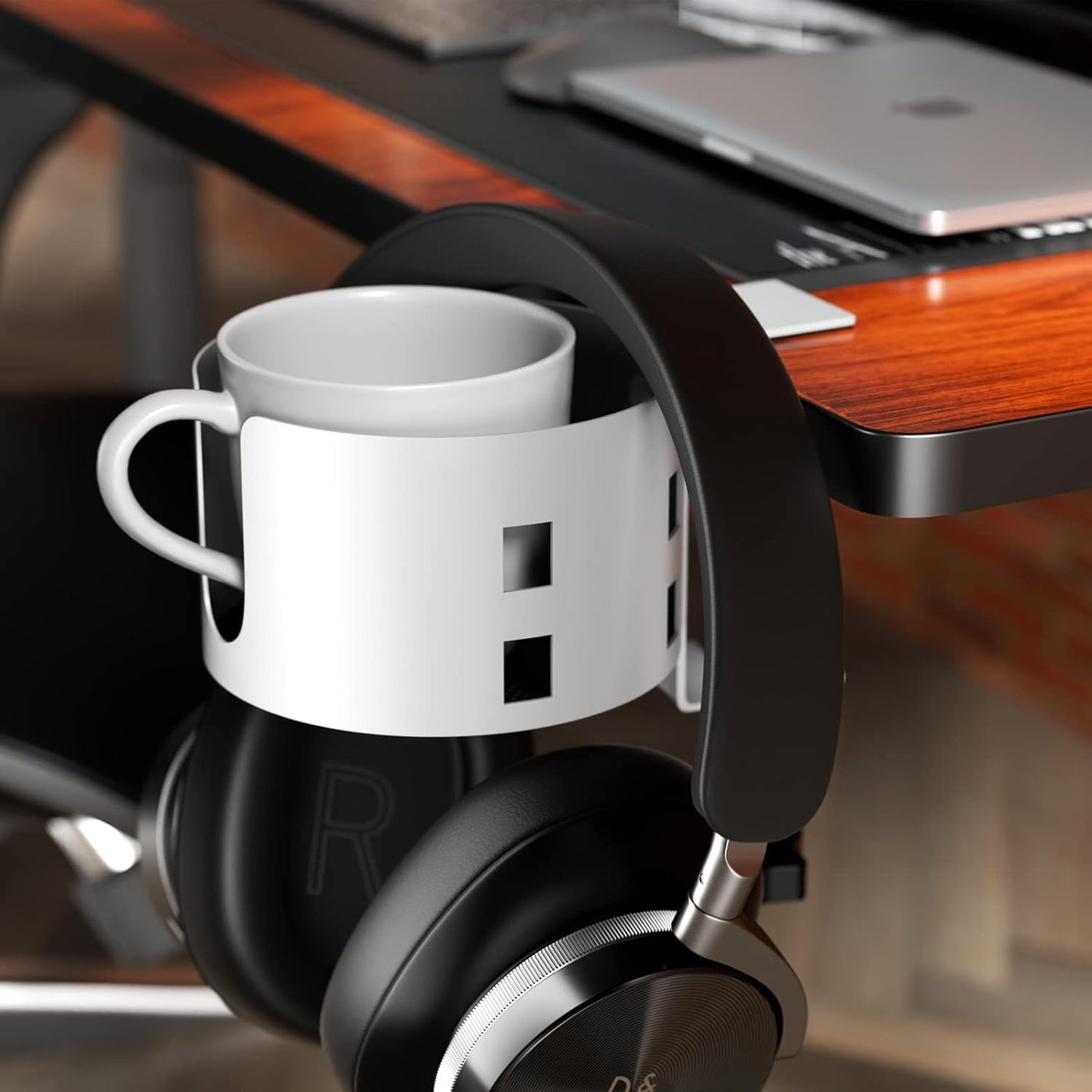 Deeper Desk Cup Holder, OOKUU Anti-Spill Cup Holder for Desk or Table, Sturdy and Durable, Easy to Install, Enough to Hold Coffee Cups, Water Bottles, Gaming PC Office Accessories, Black