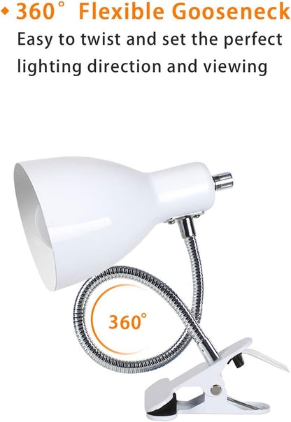 Desk lamp Eye-Caring Table Lamps, 360°Rotation Gooseneck Clip on Lamp Reading Light Portable Reading Book Light Clamp Study Desk Lamps for Bedroom and Office Home Lighting (Black)