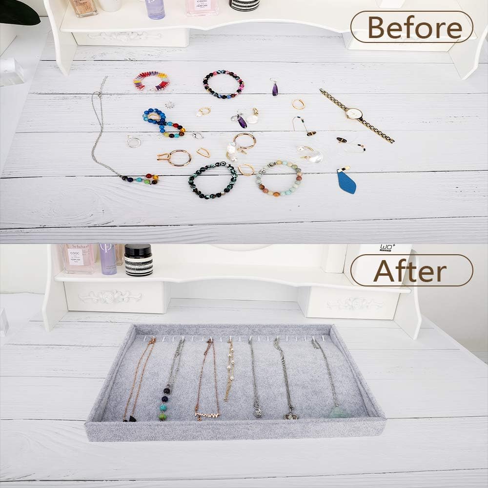 Emibele Glasses Organizer Jewelry Tray, 8 Grids with Clear Lid Velvet Tray Watch Storage Stackable Jewelry Showcase Display Storage with Detachable Inner Dividers, Beige