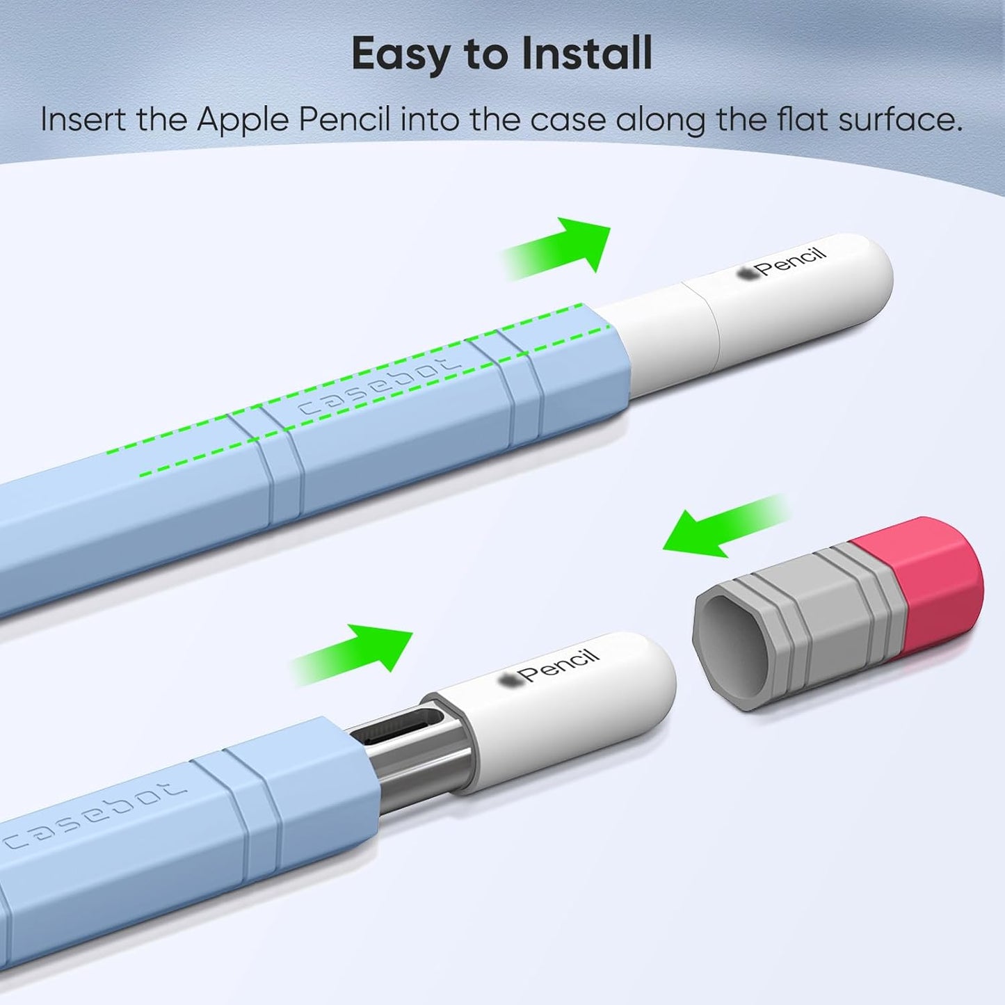 Fintie Silicone Sleeve for Apple Pencil (USB-C), Light Pen Skin Case Cover Soft Protective Anti-Slip Pencil Grip Holder, Supports Magnetic Attachment, Pink