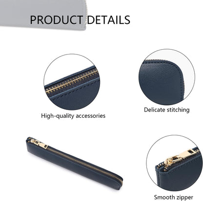 Canvas Pencil Case Small Pencil Pouch Slim Lightweight Pen Case Holder Cute Zipper Bag for School Office