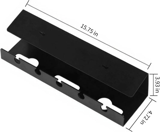 Ovanmexis Under Desk Cable Management Tray (2-Pack) with Quick-Release Mount - Snap-On Tool-Free, Includes Magnetic Cable Clips & Straps, No Drill Hidden Base for Home Office Standing Desk (Black)