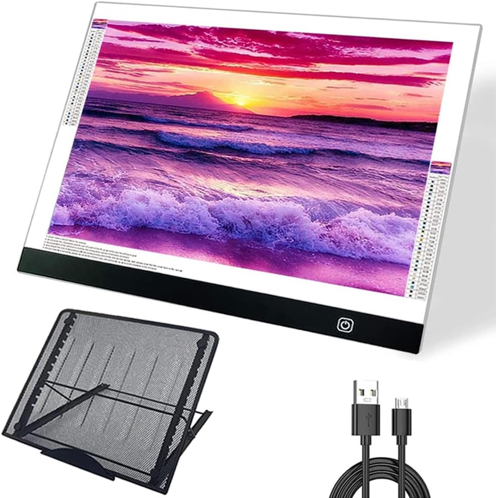 A4 Light Pad for Diamond Painting - Sponake Light Board Tracing with 3 Level Brightness Apply to Full Drill & Partial Drill 5D Diamonds Art - Craft, Sketching, Animation,Weeding Vinyl