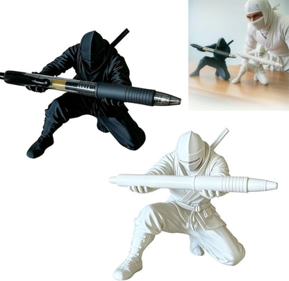 HUBAI 2 Packs Ninja Pen Holder For Desk,Ninja Warrior Pen Holder With Sword And Weapon Accessories,3D Printed Creative Ninja Desk Organizer with Sword,Office Desk Accessories(Red and Black)