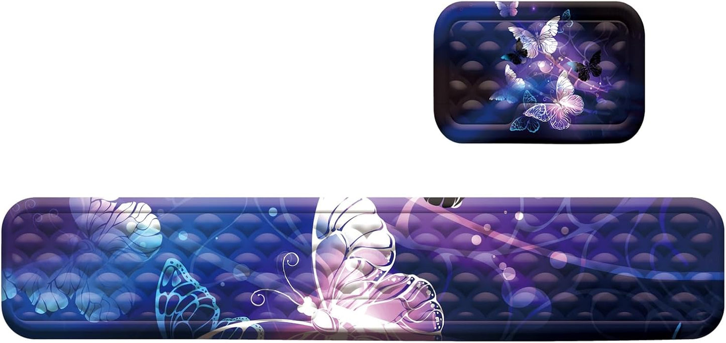 Keyboard Wrist Rest Mouse Wrist Support, Memory Foam Wrist Rest Pad for Computer Laptop, Ergonomic Wrist Cushion Support for Typing Pain Relief, Gaming Home Office, Purple