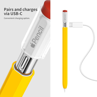 ELETIUO Silicone Case Compatible with Apple Pencil (USB-C),Protective Holder Grip Sleeve with Cap Accessories,Anti-Slip Cover Supports Magnetic Compatible with Apple Pencil 3rd Generation,Carrot