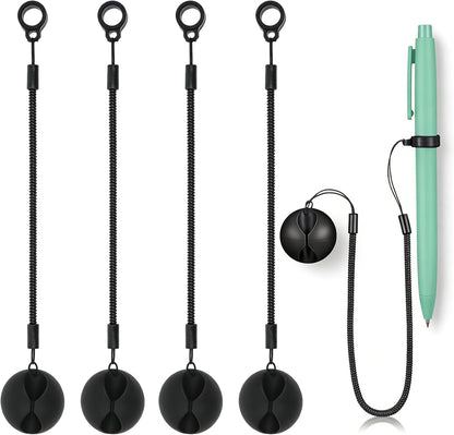 4PCS Retractable Pen Leash Holder with Chain,Plastic Pencil Lanyard with Silicone Rings,Anti-Lose Elastic Stylus Teacher Pen Lanyard Elastic Tether for Tablets Writing Boards Loss Prevention Strap