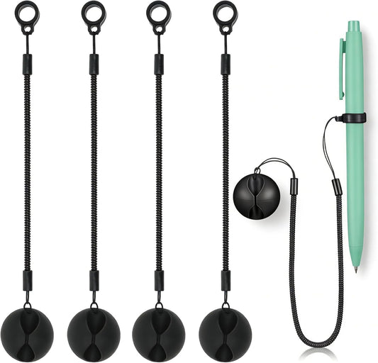 4PCS Retractable Pen Leash Holder with Chain,Plastic Pencil Lanyard with Silicone Rings,Anti-Lose Elastic Stylus Teacher Pen Lanyard Elastic Tether for Tablets Writing Boards Loss Prevention Strap
