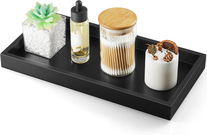 ALELION 8" Acacia Wood Bathroom Vanity Tray for Counter - Dresser Top Tray for Perfume Jewelry Candle Key Catchall - Small Kitchen Countertop Organizer for Soap Dispenser and Sponge Holder