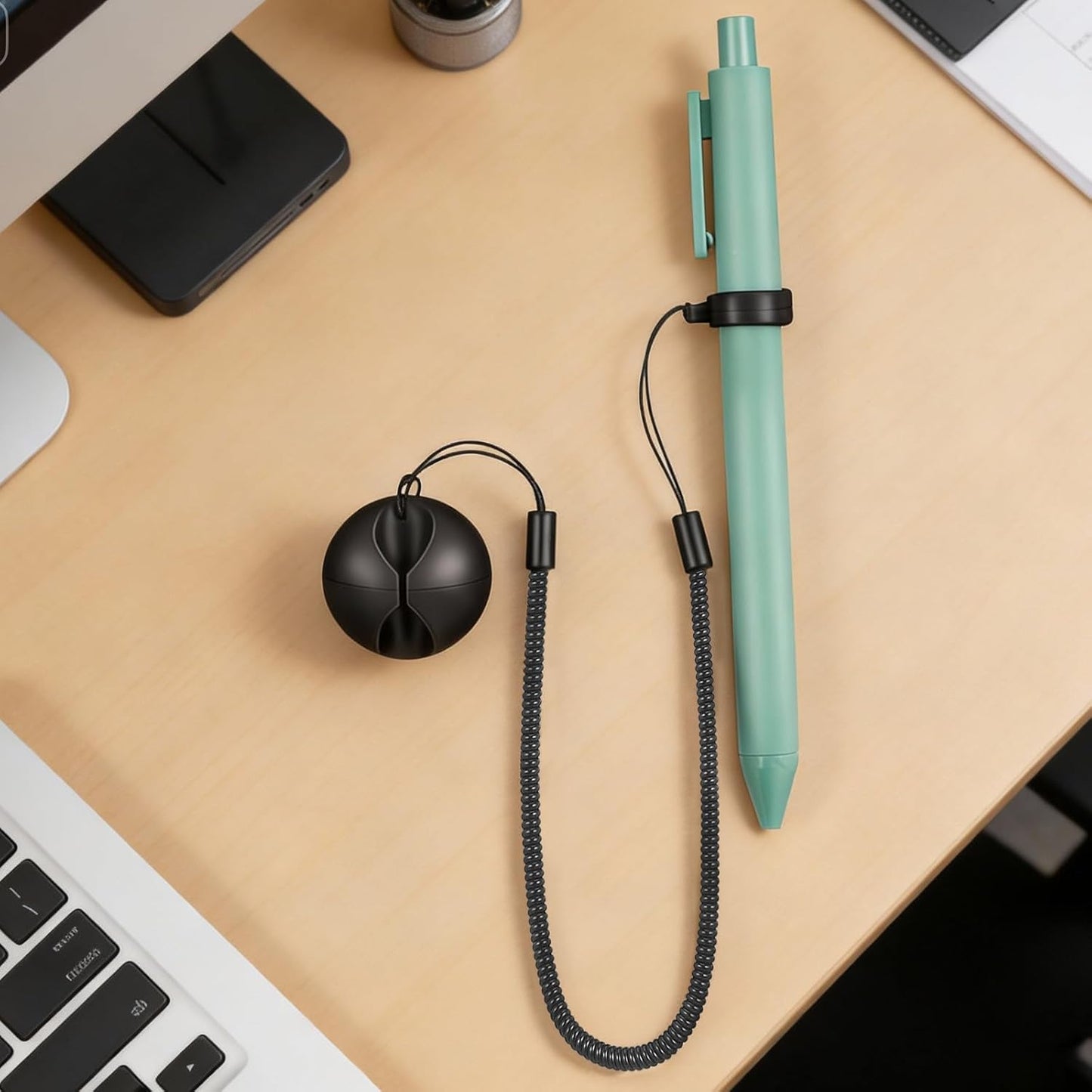 TOYANDONA 2pcs Pen Lanyards - Elastic Lanyard Tether with Silicone Ring and Holder Retractable Stylus Tether Leash Pen Strap for School Office Supplies Desk Clipboards Tablets