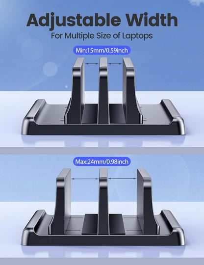 Vaydeer Vertical Laptop Stand for Desk,Dual Slots Plastic Laptop Holder with Space Saving 4-in-1 Design,Adjustable Laptop Organizer Storage Supports for MacBook,Mac,HP,Dell,Microsoft Surface,Lenovo