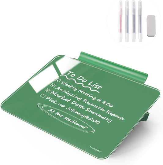 Small Desktop Glass Dry-Erase Whiteboard - 8 X 6 Inches Tabletop Easel Whiteboard with Stand, Desk Board Buddy for Artist, Teacher and Student
