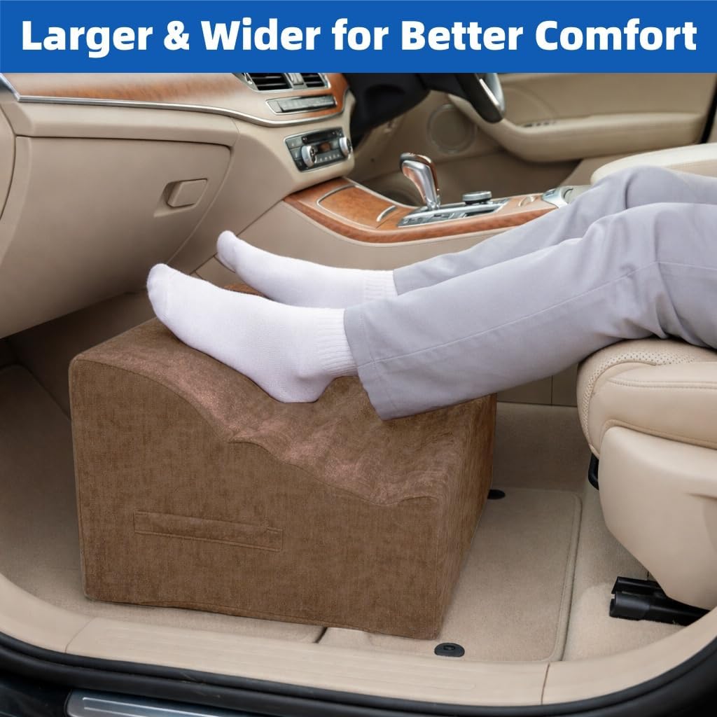 Foot Rest Under Desk, Ergonomic Foot Stool, Comfortable Office Footrest with Curved Design, with Washable Cover for Home and Office, Relieves Leg Pressure (Dark Gray)