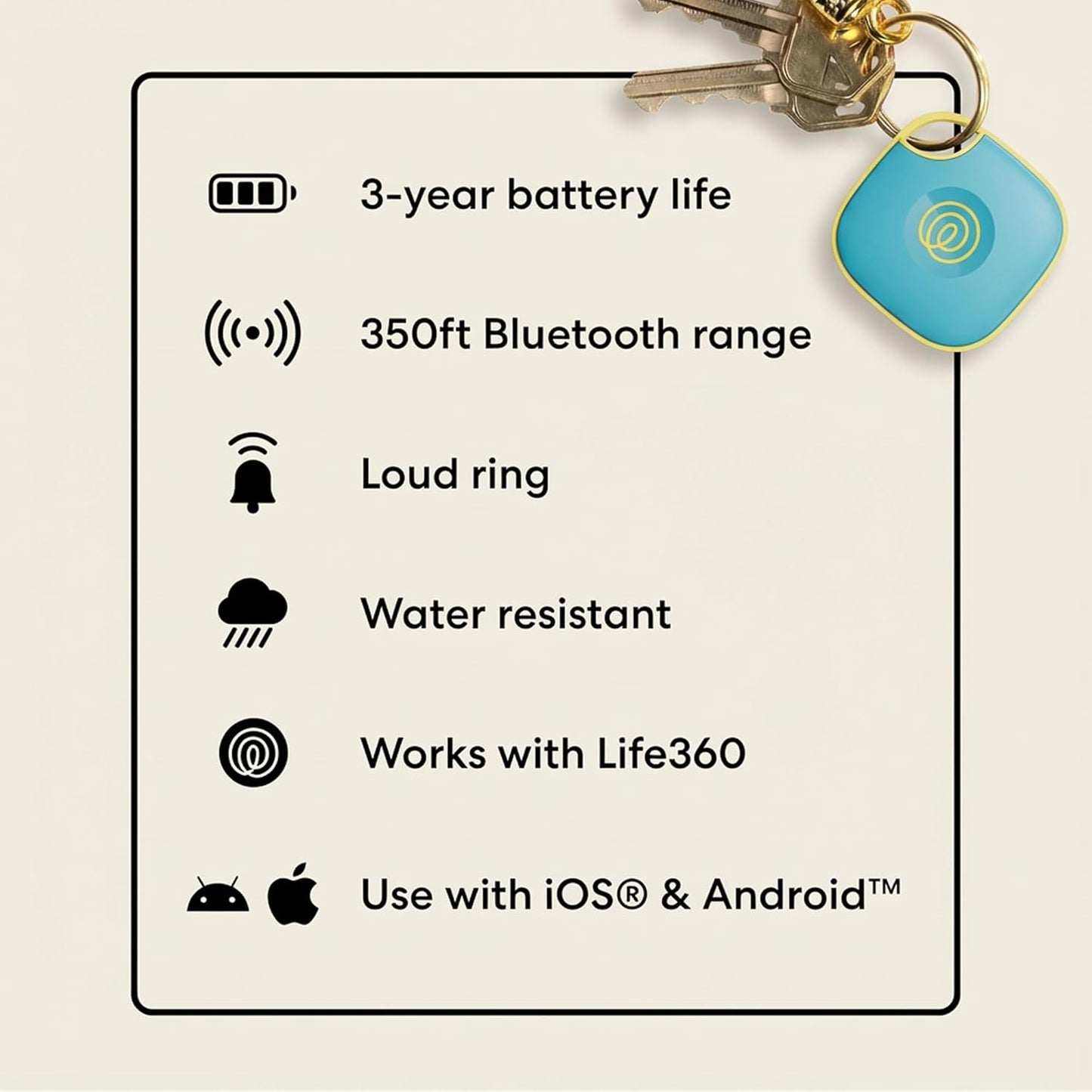 Life360 Tile - Bluetooth Tracker, Keys Finder and Item Locator for Keys, Bags and More. Phone Finder. Both iOS and Android Compatible. 2-Pack (Black/White)