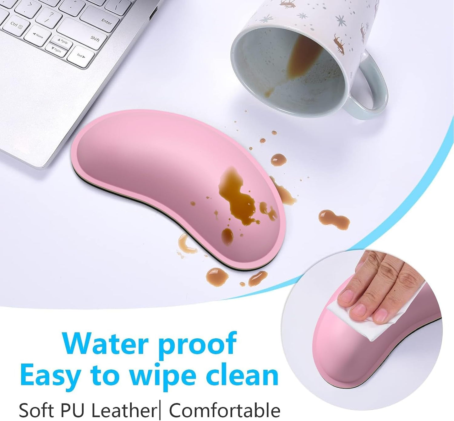 Dapesuom Mouse Wrist Rest, Ergonomic Memory Foam Mouse Wrist for Computer Desk Mats Support, PU Leather Hand Rest Pad Cushion for Gaming, Laptop, Men, Women, Pain Relief & Easy Typing, Black