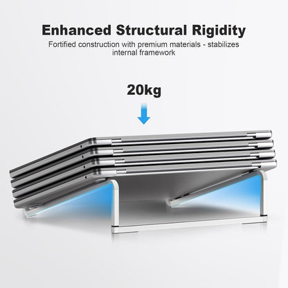 TENOC Foldable Laptop Stand for Desk, Universal Laptop Riser Ventilated Holder Mount Compatible with MacBook, Notebook, ASUS, Acer and More, Silver