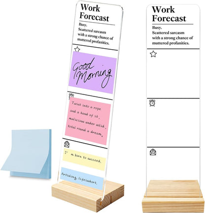 Monitor Memo Board with Removable Wooden Base Acrylic Portable Sticky Note Holder, It's Fine I'm Fine Everything is Fine Logo Office Desk Desk Set Sticky Notes 100 Sheets