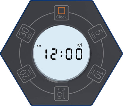 Home & Office Timer with Clock, 5,15, 30, 45, 60 Minute Preset Countdown Timer, Easy-to-Use Time Management Tool (Cyan)