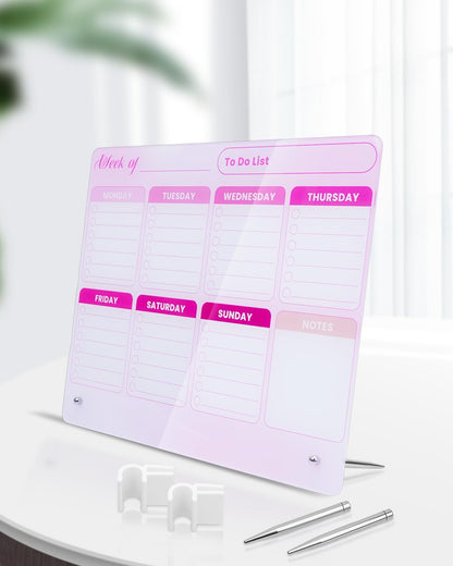 UCEC Dry Erase Calendar for Desk, 12" x 10" Weekly Planning Reminder Board, Dry Erase to Do List Calendar for Office with Stand and Pen Clip for Home Office & School Organization
