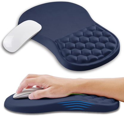 Ergonomic Mouse Pad Wrist Support with Memory Foam Massage Bulge, Carpal Tunnel Pain Relief Mousepad Wrist Rest for Mouse(12x8 inch, Silver Gray Light Purple)