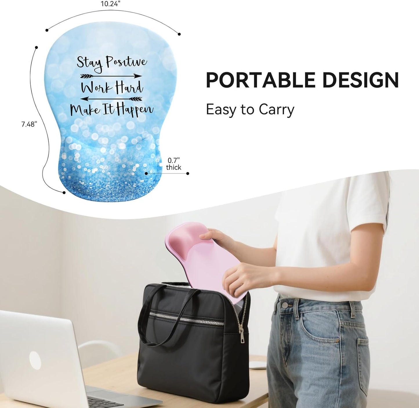 Ergonomic Mouse Pad with Wrist Rest,Cute Gel Mousepad Wrist Support - Small Mini Portable for Travel Mouse Pads for Desk Laptop,Computer,Office & Home Decor (Pink&Light Pink)