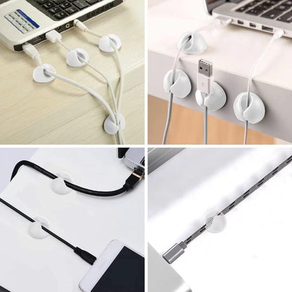 CHEFBEE 8 Pack Adhesive Cable Clips, Cable Cord Holder Organizer Management System for Desk, Wire Clips for All Your Computer, Electrical, Charging or Mouse Cord, White