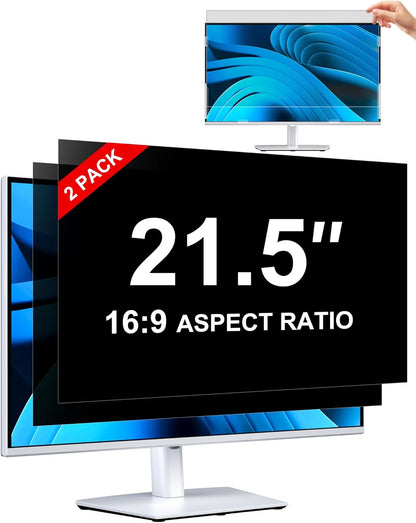 [2-Pack] Privacy Screen For Computer Monitor, 27-Inch 16:9 Aspect Ratio; Anti Spy/Bule Light/Glare And Eye Protection, 2 Install Ways Removable For Office, Airport, Cafe And Other Public Area; Diagonal 27 Inches, Width 23.53 Inches, Height 13.24 Inches