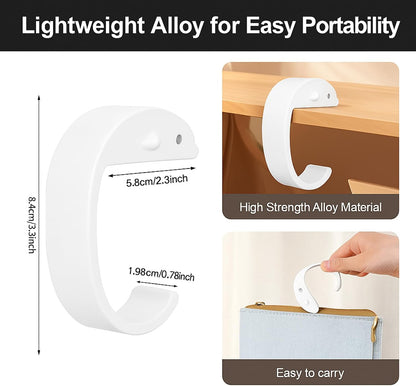 2 PCS Purse Hook for Table Heavy Duty, Bag Hanger for Table, Classroom, Office, Travel, Multi-Use Portable Bag Hook for Desk, Headphone, Key, Backpack, Office Table Accessories