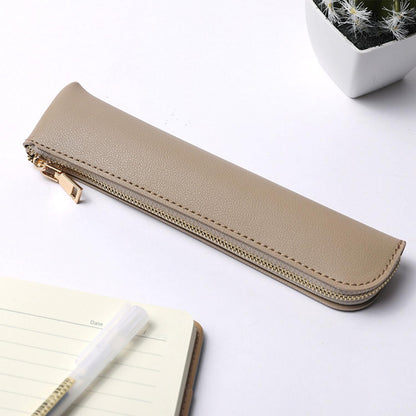 Canvas Pencil Case Small Pencil Pouch Slim Lightweight Pen Case Holder Cute Zipper Bag for School Office