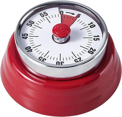Elegant Stainless Steel Vintage Kitchen Timer with Magnetic Attachment - 60-Minute Countdown & Audible Alarm, Perfect for Cooking, Office Tasks, and Study Sessions (01-red)