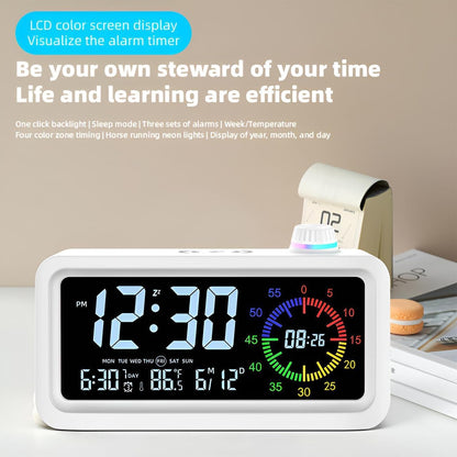 60-Minute Visual Timer for Kids, Pomodoro Timer, Rechargeable Alarm Clock, Dual Display, LCD Time Reminder - Ideal for Homeschooling, Teaching, and Time Management Gifts for Kids (White)