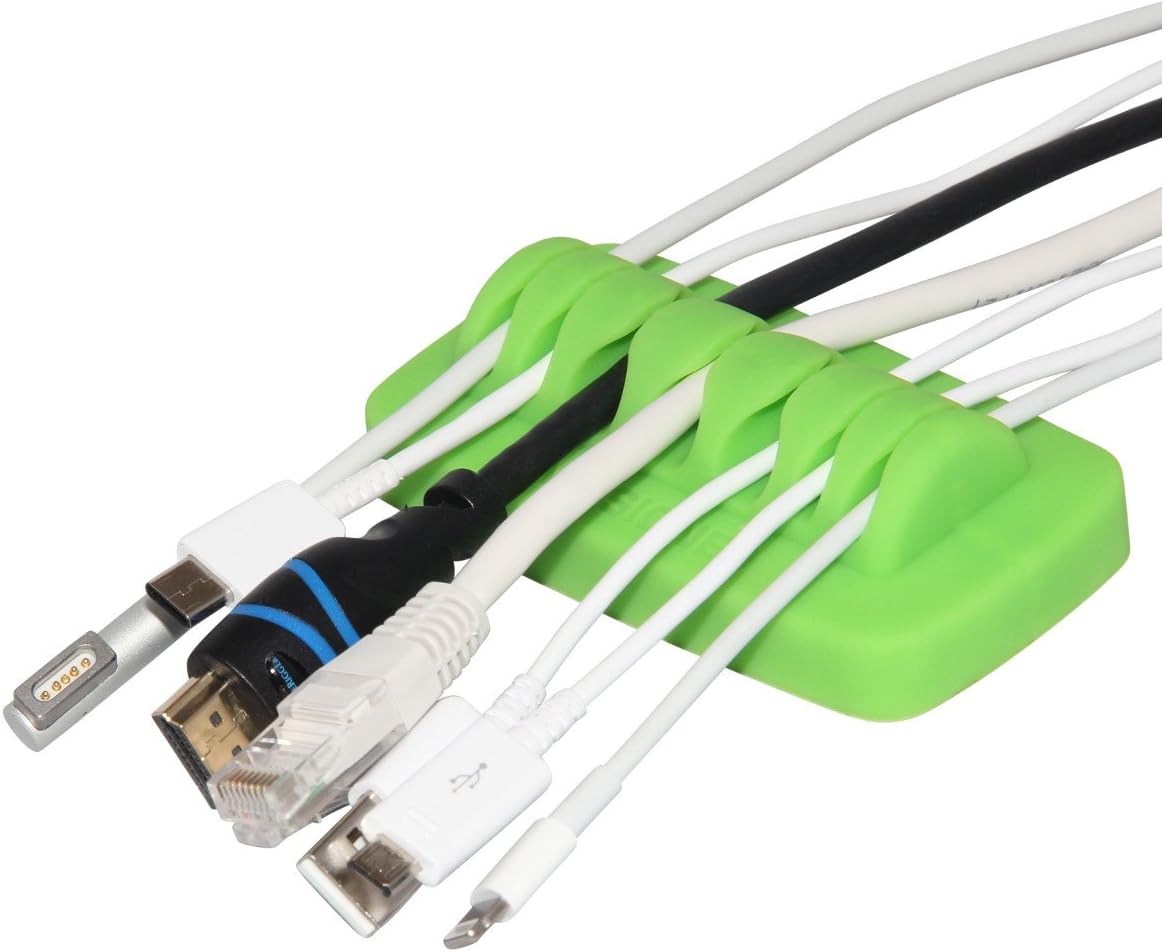 Desktop Cable Organizer, Weighted, Eco-Friendly Silicone, No Bad Smell, Bundled with 4 Reusable Cable Ties (Black)