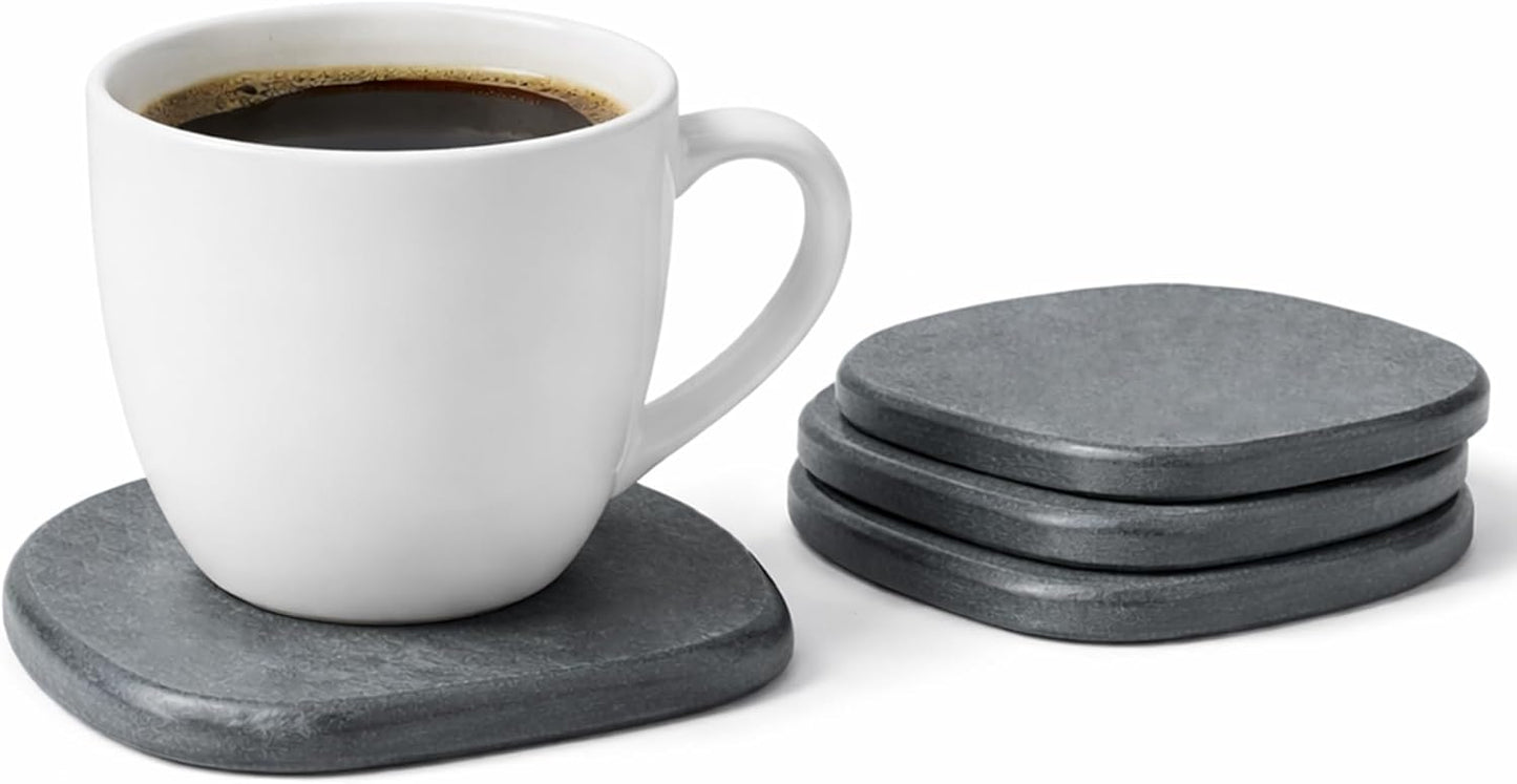 Diatomaceous Earth Coasters Set of 2 for Drinks, Moisture Water Absorbent Stone Coasters for Table Desk at Work, Water Absorbing Instant Drying Diatomite, Modern White