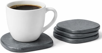 Diatomaceous Earth Coasters Set of 2 for Drinks, Moisture Water Absorbent Stone Coasters for Table Desk at Work, Water Absorbing Instant Drying Diatomite, Modern White