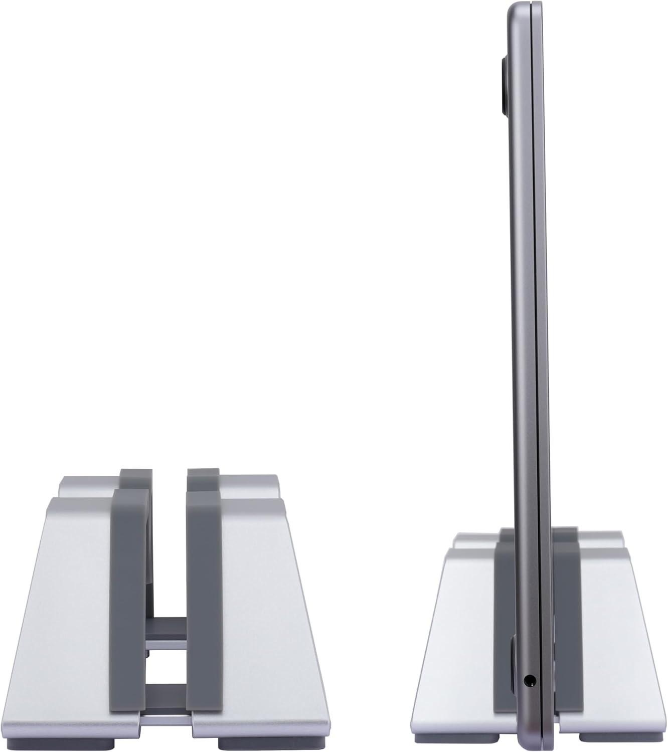 Adjustable Dual Vertical Laptop Stand - Supports 2 Devices Holder, Fit for All Laptops(10-30mm Thickness) - Fashion Design, Adjustable Width, Anti-Slip & Scratch-Resistant, Patented Design