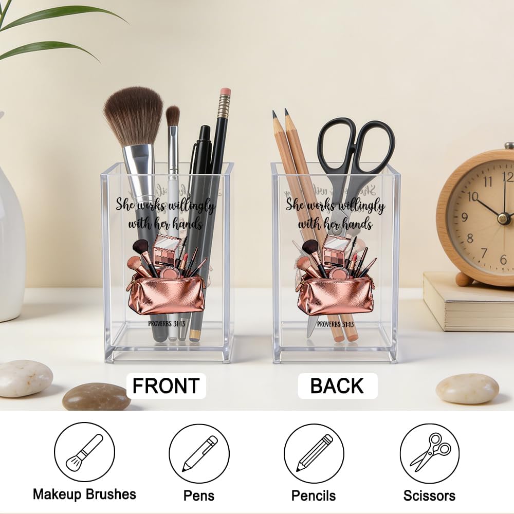 The Makeup Artist Acrylic Cosmetic Pencil Pen Holder, Funny Vanity Accessories for Girls, Makeup Brushes Holder for Beauty Specialist Esthetician, Make Up Artist MUA Appreciation Gifts