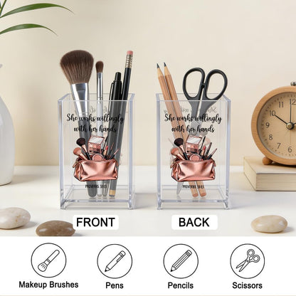 The Makeup Artist Acrylic Cosmetic Pencil Pen Holder, Funny Vanity Accessories for Girls, Makeup Brushes Holder for Beauty Specialist Esthetician, Make Up Artist MUA Appreciation Gifts