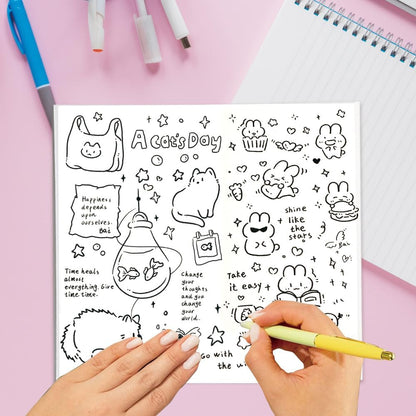 qianshan Travelers Notebook Inserts with PVC Sleeve,Undated Weekly Planner,Weekly To Do List Notepad,TN Journal,30 Sheets,8.5" x 4.7",Pocket Travelers Notebook for Journals,Diaries,Planners,Pink Cat