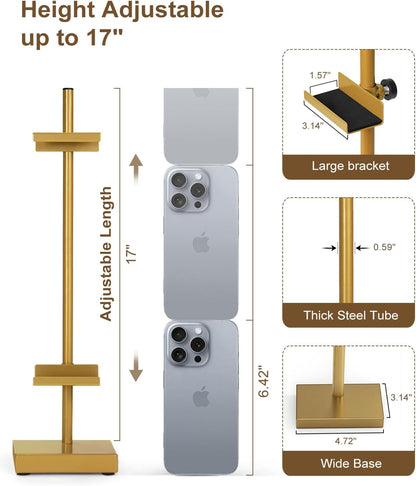 Adjustable Tabletop Easel Stand, Picture Easels for Display Up to 17" H, Gold Metal Picture Frame Holder Stand Table for Art, Photo (1 Pack)