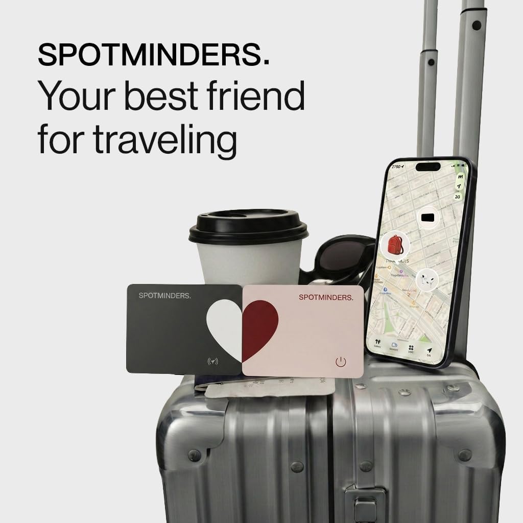 SPOTMINDERS Apple MFi Certified Wallet Tracker PRO for Travel Credit Card Design Works with Apple Find My IP68 Waterproof Rechargeable Tracking Card for Wallet Luggage Passport 0.07in Slim Item Finder