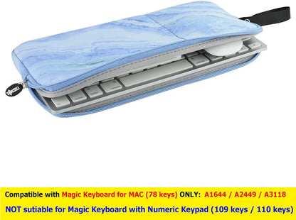 Neoprene Carrying Keyboard Sleeve Case Bag Protection Pouch Compatible with Magic Keyboard 1 & 2, Wireless Keyboard, Magic Mouse, Magic Trackpad and Wireless Trackpad (White Marble Pattern) …