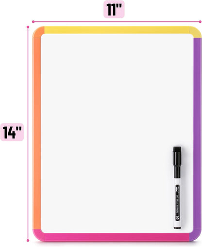 Mr. Pen- Dry Erase Board, 14” x 11” with a Black Dry Erase Marker, White Frame, Small Mini White Board for Students, Fridge, Wall, Locker, Includes Double Sided Tapes