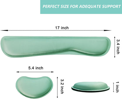 Keyboard Wrist Rest Mouse Wrist Support Set, Memory Foam Wrist Rest Pad for Computer Laptop Keyboard Mouse, Ergonomic Wrist Cushion Support for Typing Pain Relief, Gaming Home Office, Flowers Grass