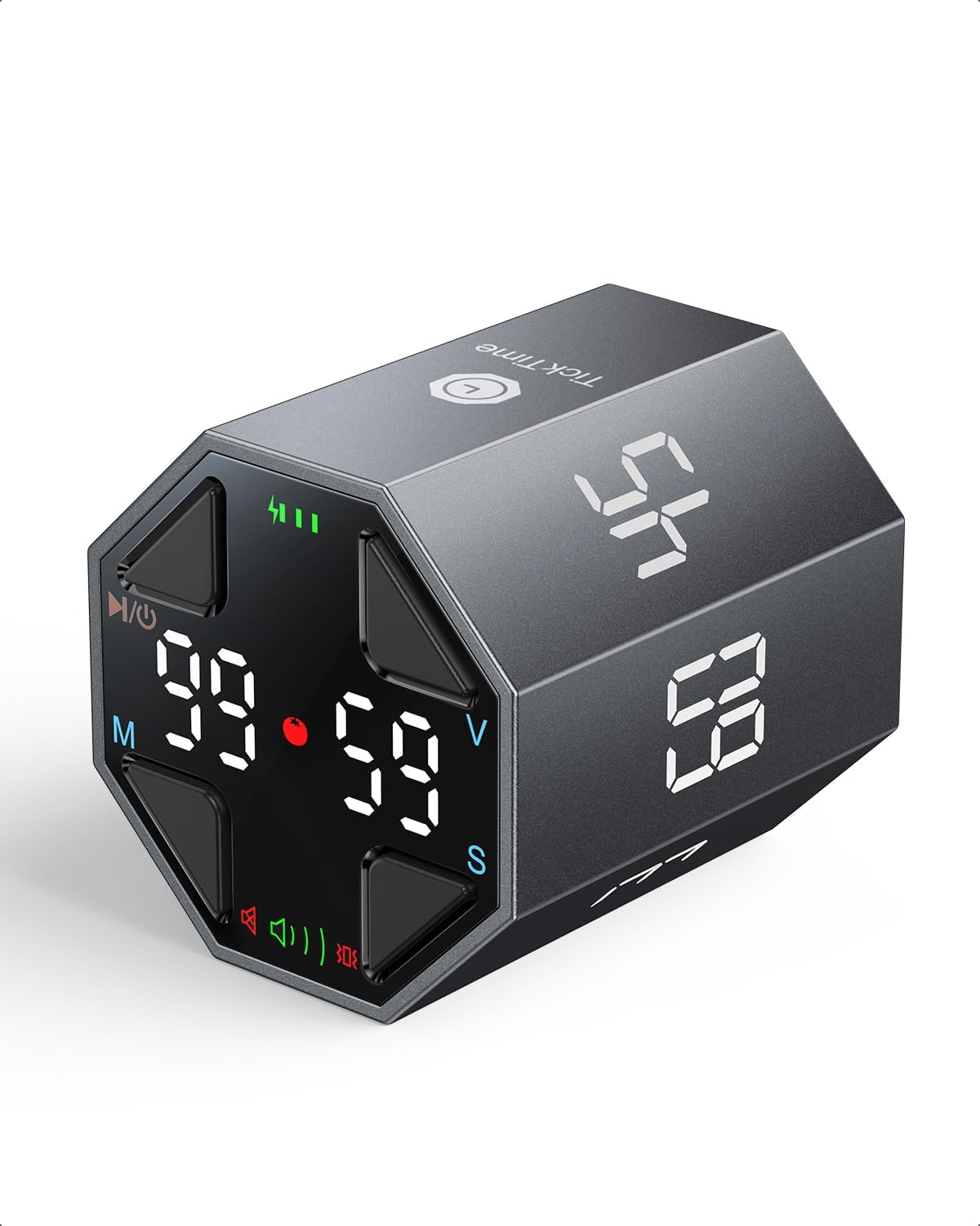 Ticktime Pomodoro Timer Cube, Custom Pomodoro, Pause & Resume, Silent, Vibrate & Adjustable Sound Alert, for ADHD, Task, Work, Study, 3/5/10/15/30/45/60min & Custom Countdown, Blue