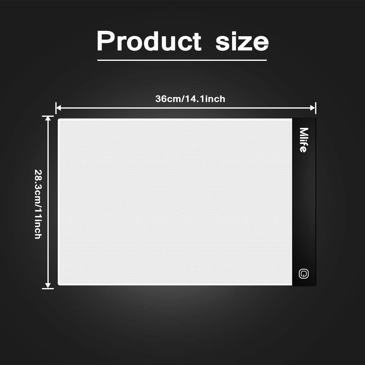 Mlife A2 LED Light Pad for Diamond Art Painting Light Board with 3 Brightness, Tracing Light Board with USB Cable & 4 Fasten Clips for Sketching, Animation, Drawing, Diamond Art Painting Supplies