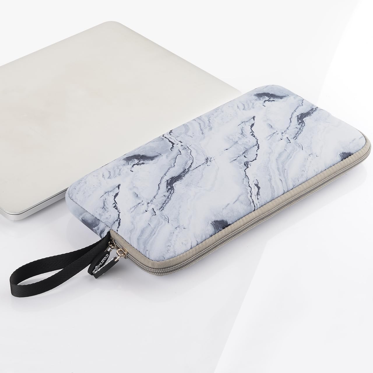 Neoprene Carrying Keyboard Sleeve Case Bag Protection Pouch Compatible with Magic Keyboard 1 & 2, Wireless Keyboard, Magic Mouse, Magic Trackpad and Wireless Trackpad (White Marble Pattern) …